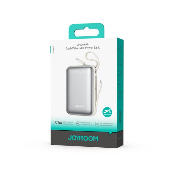 Joyroom JR-PBF29 20000mAh 22.5W Powerbank with Double Cable - White - Travel Chargers - Smartphone Chargers - Techbox