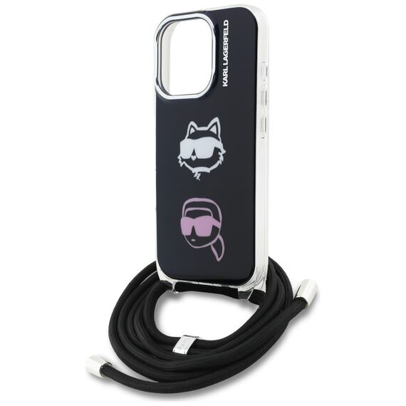 Karl Lagerfeld IML Crossbody Karl&amp;Choupette Head Case for iPhone 16 Pro - Black