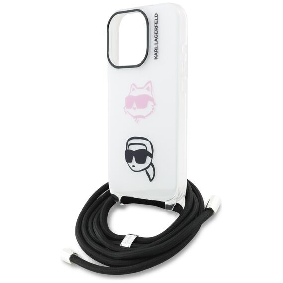 Karl Lagerfeld IML Crossbody Karl&amp;Choupette Head Case for iPhone 16 Pro - White