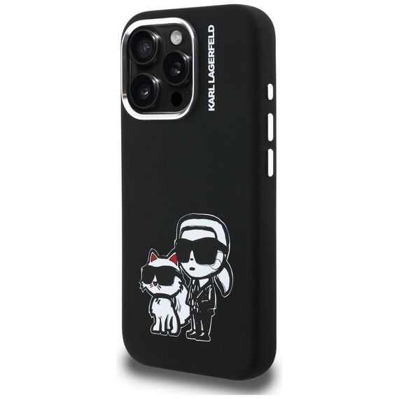 Karl Lagerfeld Silicone Karl&amp;Choupette Sketch MagSafe Case for iPhone 16 Pro - Black