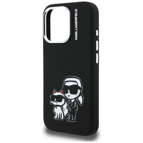 Karl Lagerfeld Silicone Karl&amp;Choupette Sketch MagSafe Case for iPhone 16 Pro - Black