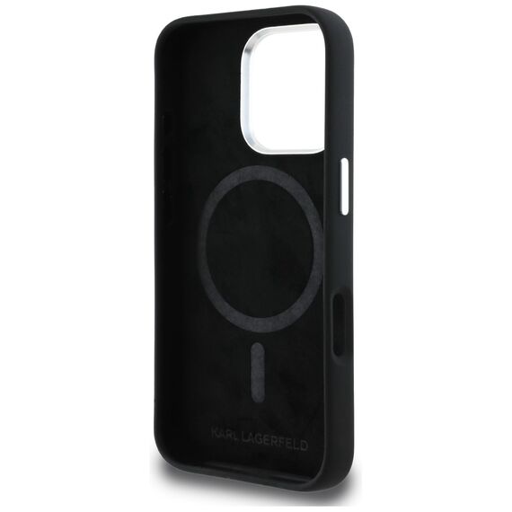 Karl Lagerfeld Silicone Karl&amp;Choupette Sketch MagSafe Case for iPhone 16 Pro Max - Black