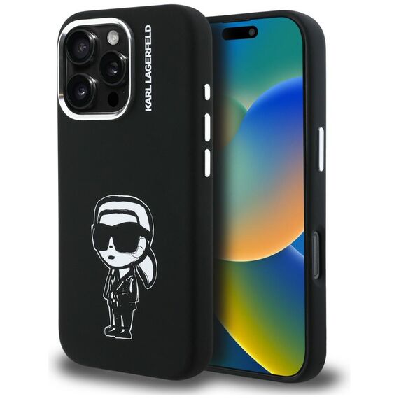 Karl Lagerfeld Silicone Karl Sketch MagSafe Case for iPhone 16 Pro - Black