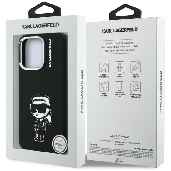 Karl Lagerfeld Silicone Karl Sketch MagSafe Case for iPhone 16 Pro - Black