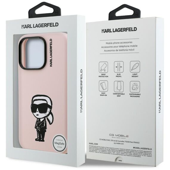 Karl Lagerfeld Silicone Karl Sketch MagSafe Case for iPhone 16 Pro Max - Pink