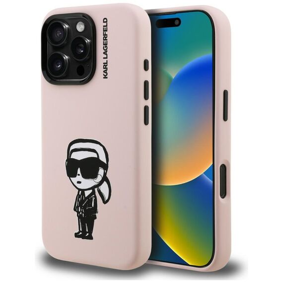 Karl Lagerfeld Silicone Karl Sketch MagSafe Case for iPhone 16 Pro - Pink