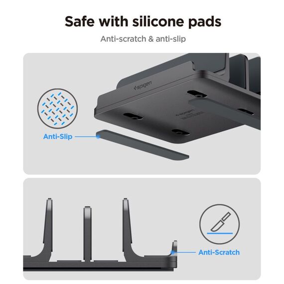 Spigen LD208S4 Desk Organizer for Laptops, Tablets, Smartphones, Keyboards - Gray