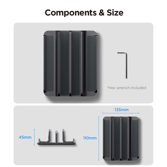 Spigen LD208S4 Desk Organizer for Laptops, Tablets, Smartphones, Keyboards - Gray