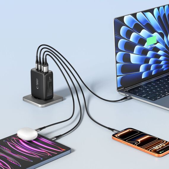 Tech-Protect NC200W-GaN 4-Port 200W Wall Charger - Black