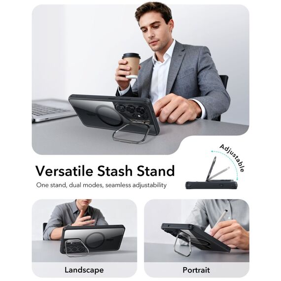 ESR Classic Hybrid Kickstand MagSafe Case for Samsung Galaxy S26 Ultra - Clear Black