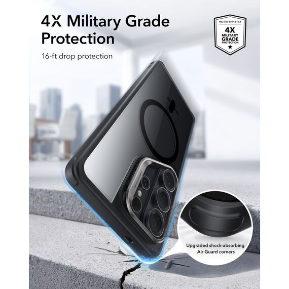 ESR Classic Hybrid Kickstand MagSafe Case for Samsung Galaxy S26 Ultra - Clear Black