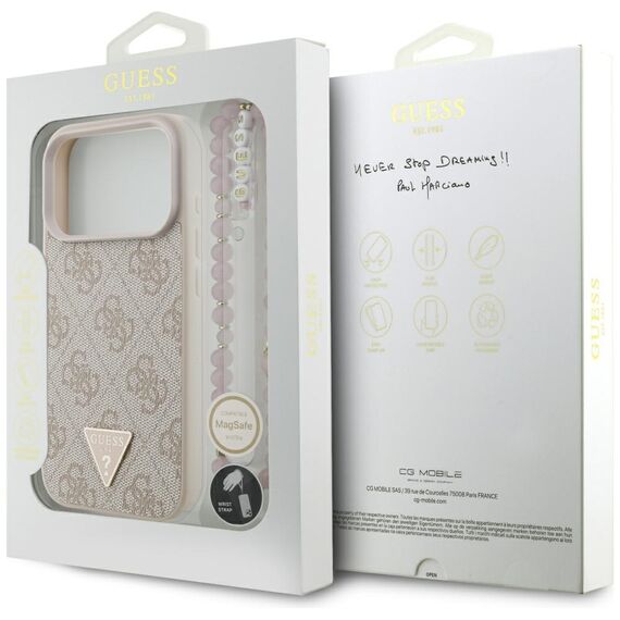 Guess 4G Strap Triangle Logo MagSafe Case for iPhone 17 Pro - Pink