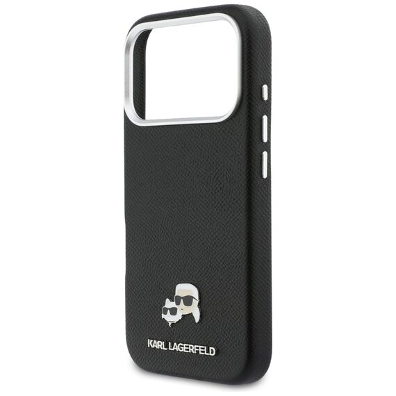 Karl Lagerfeld Karl &amp; Choupette Head Pins Saffiano MagSafe Case for iPhone 17 Pro Max - Black