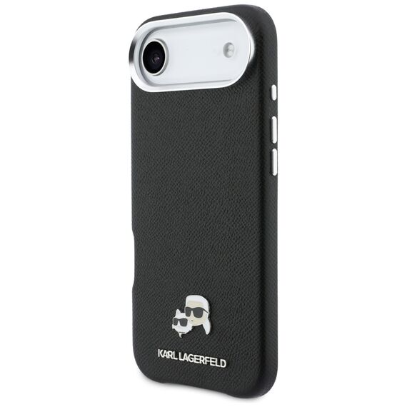 Karl Lagerfeld Karl &amp; Choupette Head Pins Saffiano MagSafe Case for iPhone Air - Black