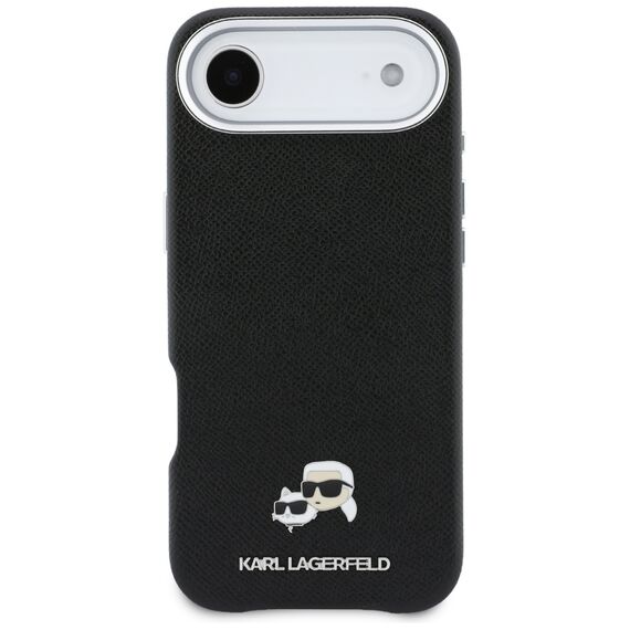 Karl Lagerfeld Karl &amp; Choupette Head Pins Saffiano MagSafe Case for iPhone Air - Black