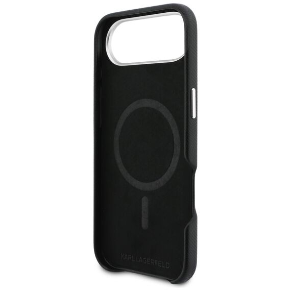 Karl Lagerfeld Karl &amp; Choupette Head Pins Saffiano MagSafe Case for iPhone Air - Black