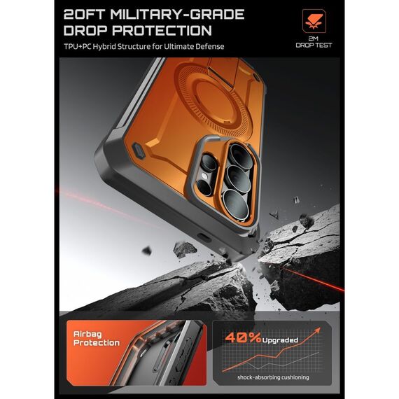 Supcase Unicorn Beetle Pro Mag MagSafe 2-set Case for Samsung Galaxy S26 Ultra - Black and Orange