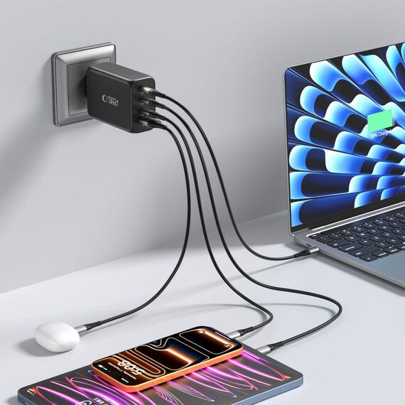 Tech-Protect NC240W-GaN 4-Port 240W Wall Charger - Black