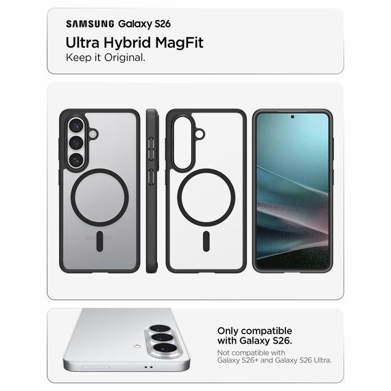 Spigen Ultra Hybrid Mag MagSafe Case for Samsung Galaxy S26 - Clear Black