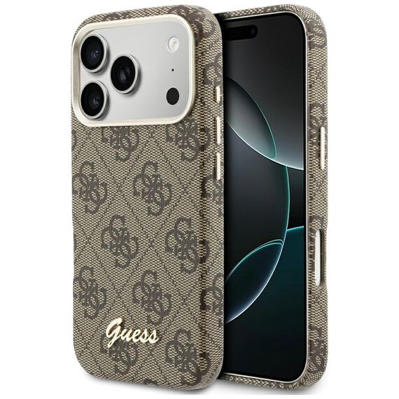 Guess 4G Script MagSafe Case for iPhone 17 Pro - Brown