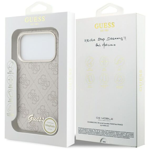 Guess 4G Script MagSafe Case for iPhone 17 Pro Max - Pink