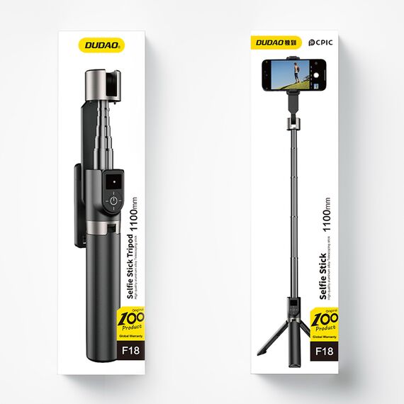 Dudao F18 Selfie Stick 1.1m with Tripod and Bluetooth Remote Control - Black | Techbox