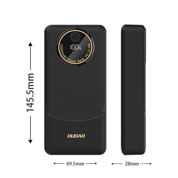 Dudao K12Pro Power Bank 22.5W PD 20000mAh USB-A, USB-C - Black | Techbox