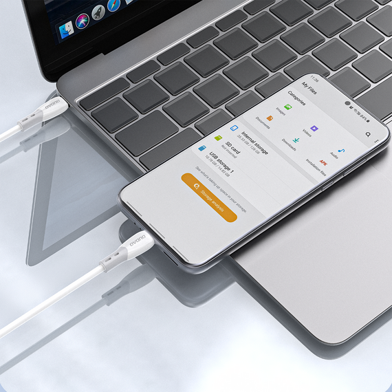 Dudao L25SC 60W USB-C - USB-C Cable with Soft Silicone Braid 2m - White | Techbox
