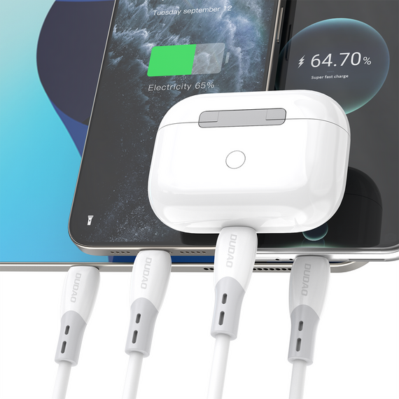 Dudao L25SC 60W USB-C - USB-C Cable with Soft Silicone Braid 2m - White | Techbox