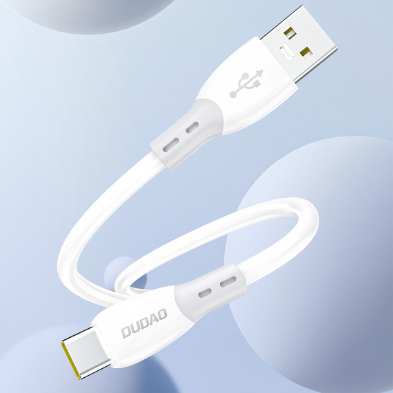 Dudao L25ST 5 A USB-A - USB-C Cable with Soft Silicone Braid 1 m - White | Techbox