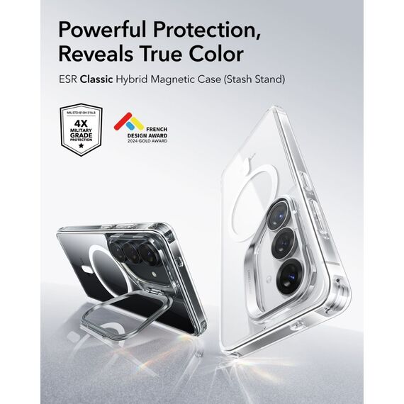 ESR Classic Hybrid Kickstand MagSafe Case for Samsung Galaxy S26+ - Transparent