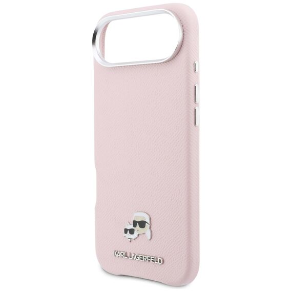 Karl Lagerfeld Karl &amp; Choupette Head Pins Saffiano MagSafe iPhone Air Case - Pink