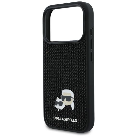 Karl Lagerfeld Rhinestones Karl&amp;Choupette Pin Case for iPhone 17 Pro - Black