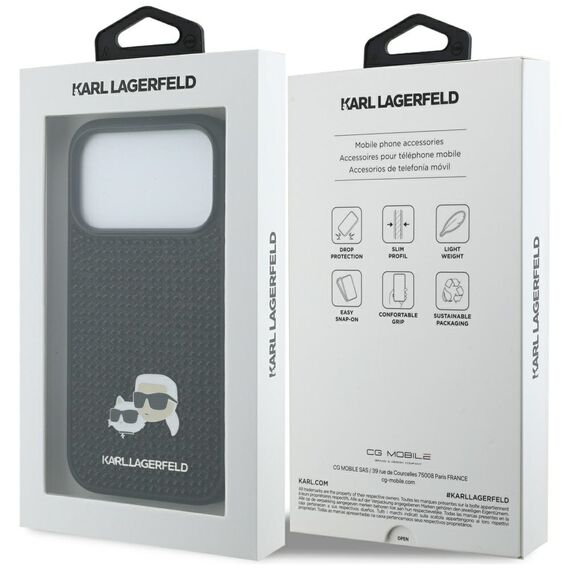 Karl Lagerfeld Rhinestones Karl&amp;Choupette Pin Case for iPhone 17 Pro - Black