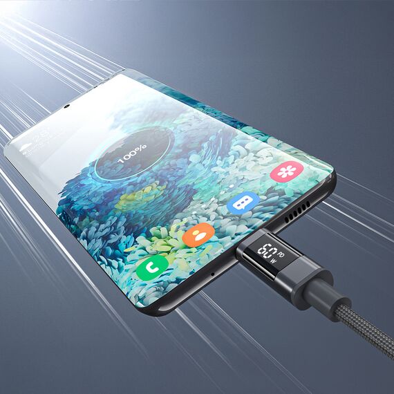 PD60W USB-C to USB-C Digital Display 1.2m Nylon Cable - black