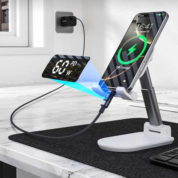 PD60W USB-C to USB-C Digital Display 1.2m Nylon Cable - black