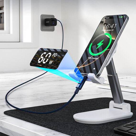 PD60W USB-C to USB-C Digital Display 1.2m Nylon Cable - blue