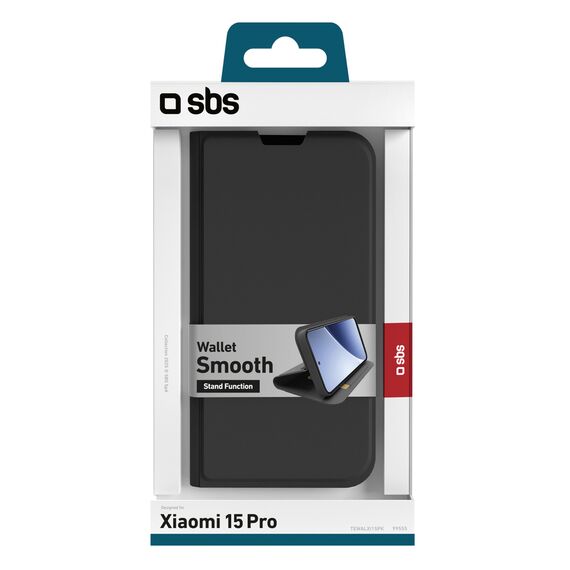 SBS Wallet Smooth Case for Xiaomi 15 Pro with Flip - Black - Uncategorized Cases (2) - Cases - Techbox