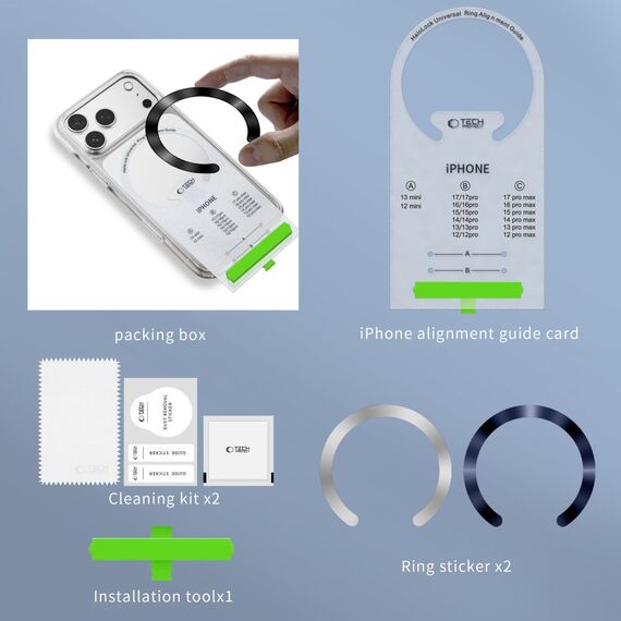 Tech-Protect MMP-210 MagSafe 2-Pack Magnetic Ring - Silver / Navy Blue