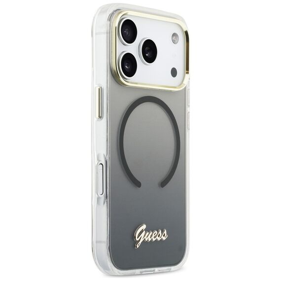 Guess IML Gradient Script Metal MagSafe Case for iPhone 17 Pro Max - Black