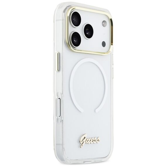 Guess IML Gradient Script Metal MagSafe Case for iPhone 17 Pro - White