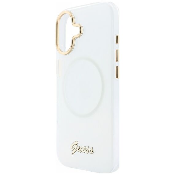 Guess IML Gradient Script Metal MagSafe Case for iPhone 17 - White