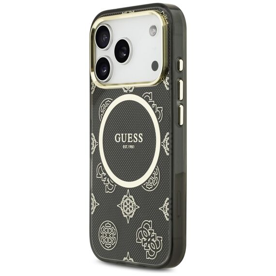 Guess IML Peony Dot MagSafe Case for iPhone 17 Pro - Black