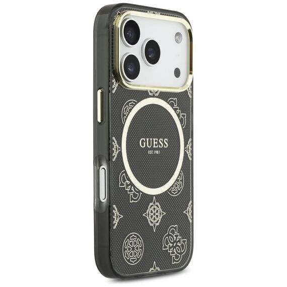 Guess IML Peony Dot MagSafe Case for iPhone 17 Pro - Black