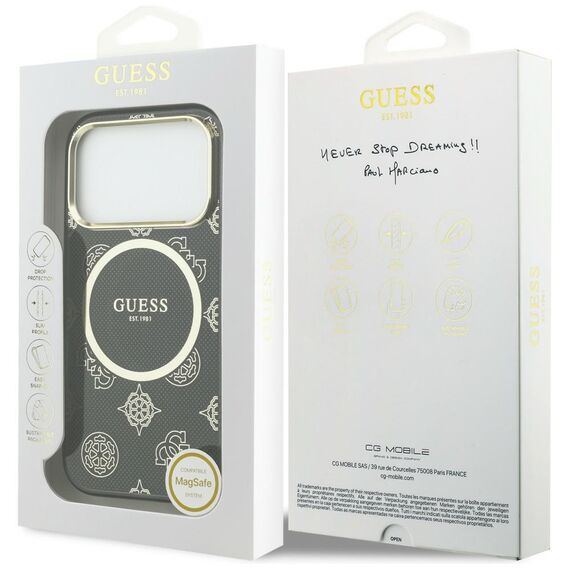 Guess IML Peony Dot MagSafe Case for iPhone 17 Pro - Black