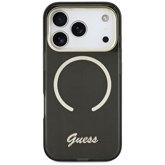Guess IML Script Metal MagSafe Case for iPhone 17 Pro - Black