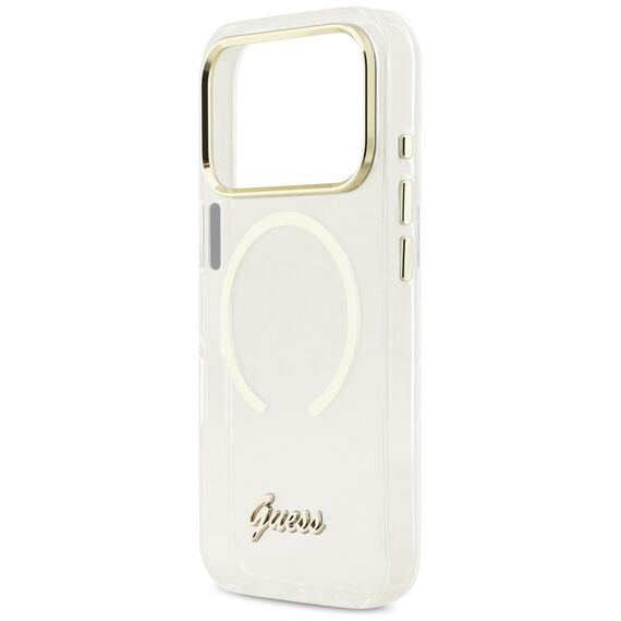 Guess IML Script Metal MagSafe Case for iPhone 17 Pro Max - Clear