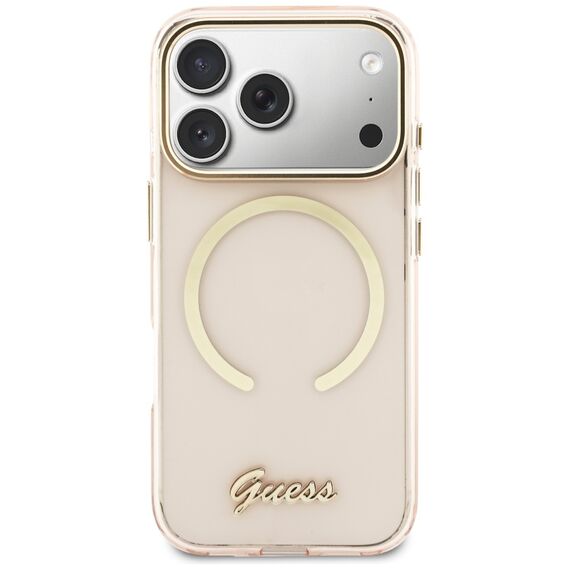 Guess IML Script Metal MagSafe Case for iPhone 17 Pro - Pink