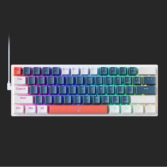 Machenike K500-B61 Wired Mechanical Gaming Keyboard with Backlight Blue Switch - Blue and White