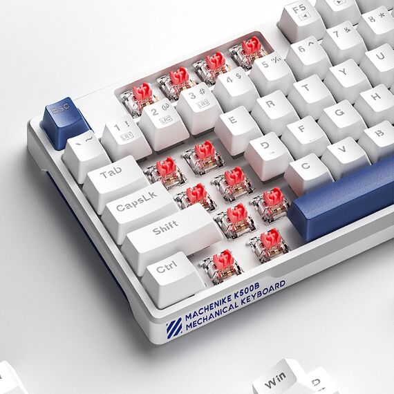 Machenike K500B-B87 Wired Mechanical Gaming Keyboard with Backlight, Red Switch - White